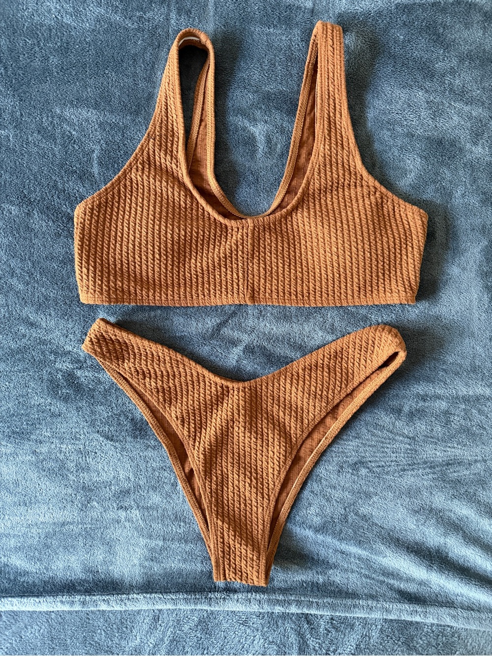 ✨Textured Scoop Bikini Set